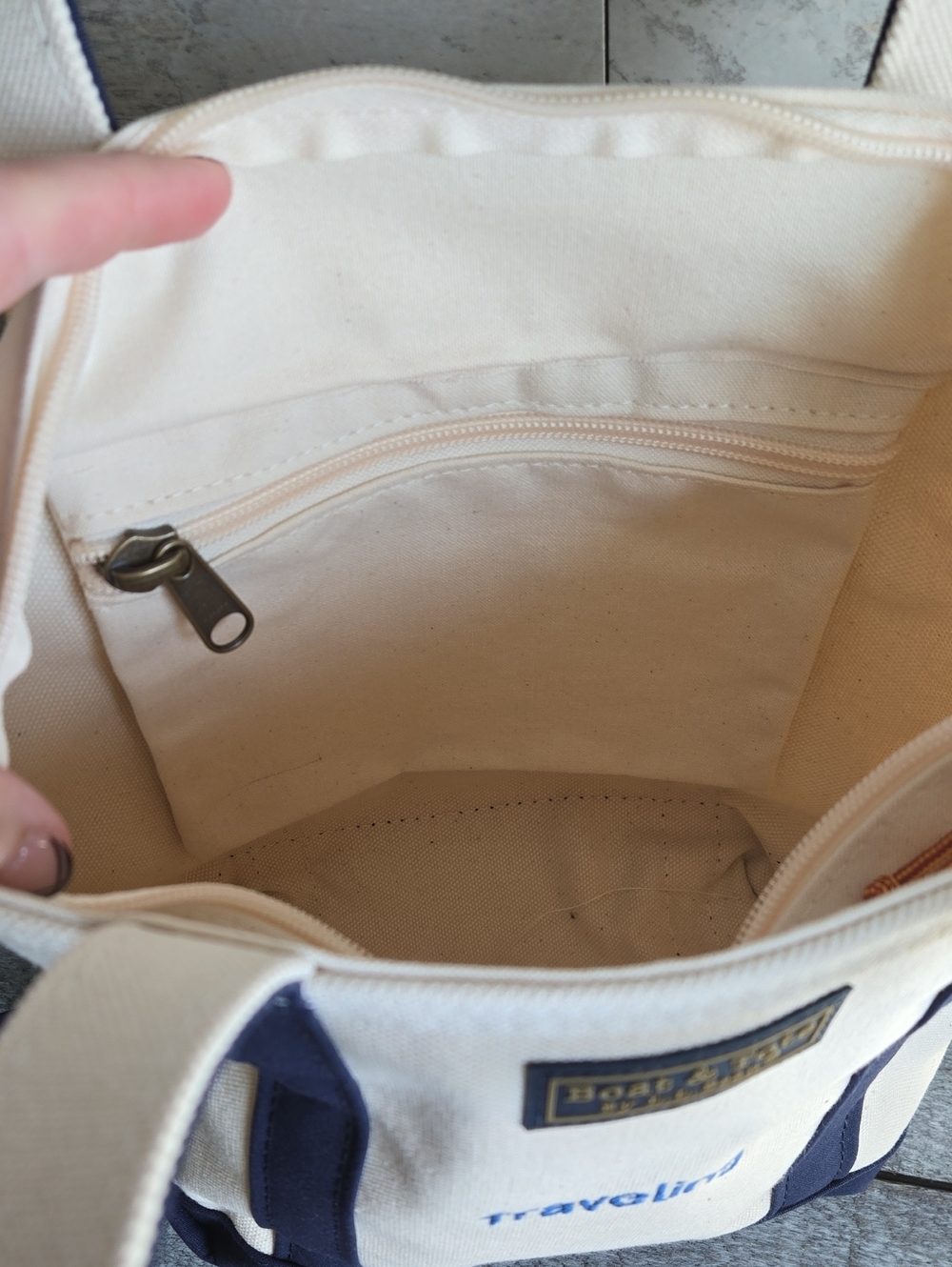 L.L. Bean Boat And Tote Canvas Crossbody Bag Navy Handles Accents - Picture 7 of 12